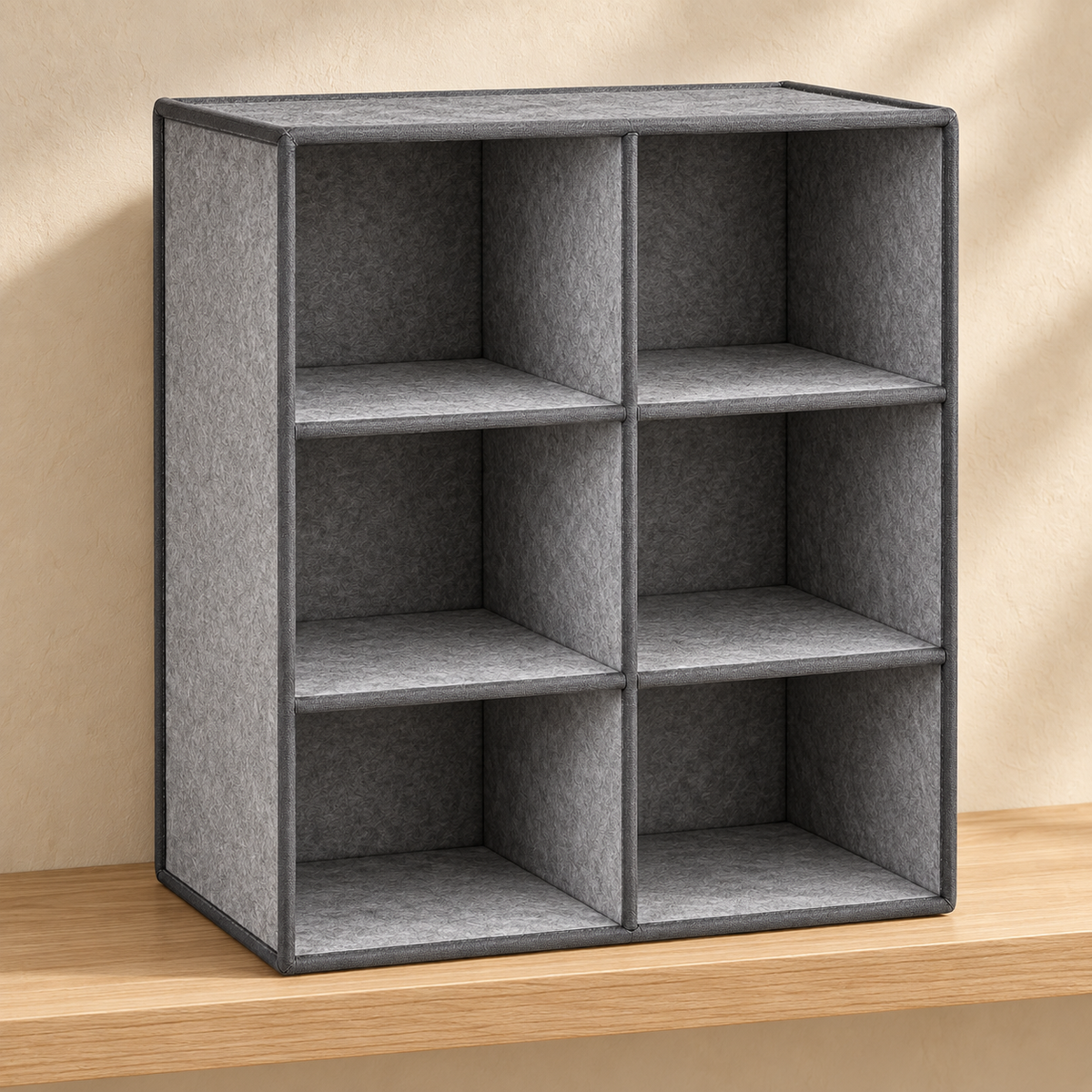 Healthyaus Gray Six-Cube Open Storage Organizer with Fabric-Look Finish