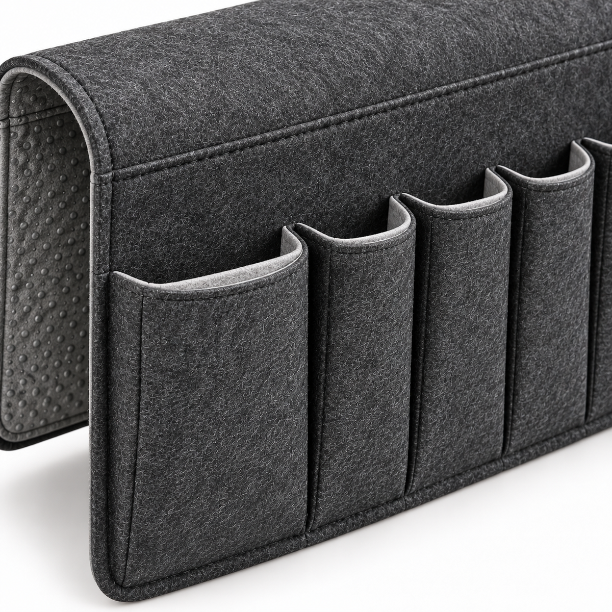 Healthyaus Dark Gray Sofa Arm Organizer with Five Front Storage Pockets