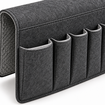 Healthyaus Dark Gray Sofa Arm Organizer with Five Front Storage Pockets
