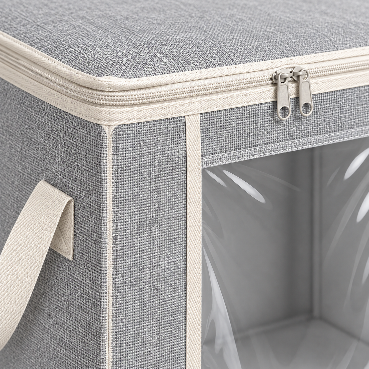 Healthyaus Gray Tall Storage Bag with Clear Front Window and Side Handles