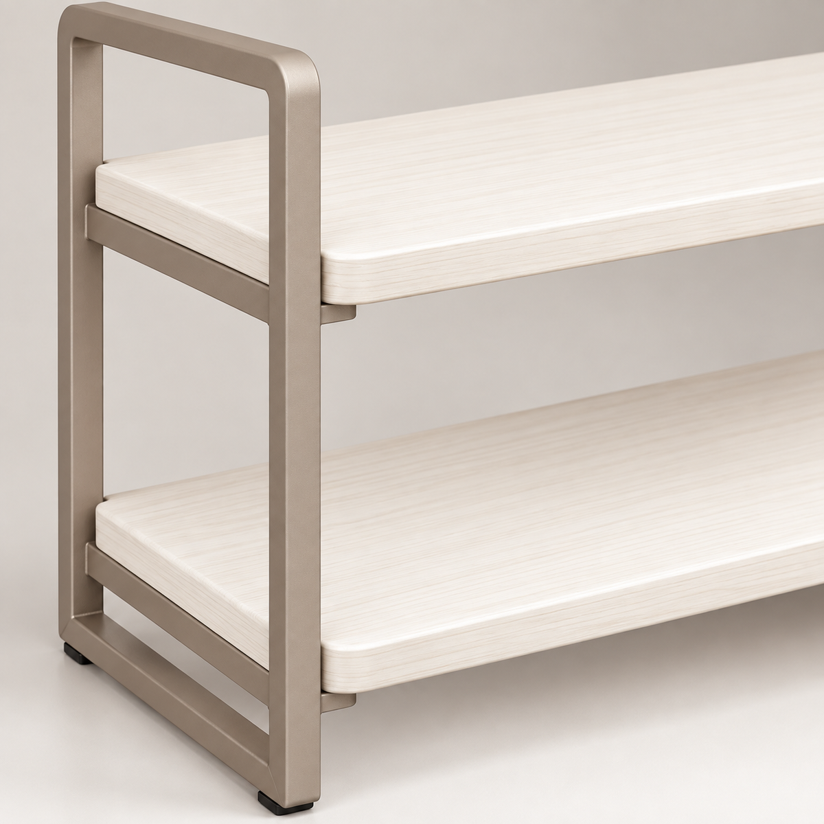 Healthyaus Two-Tier Closet Storage Shelf with Light Wood-Look Panels