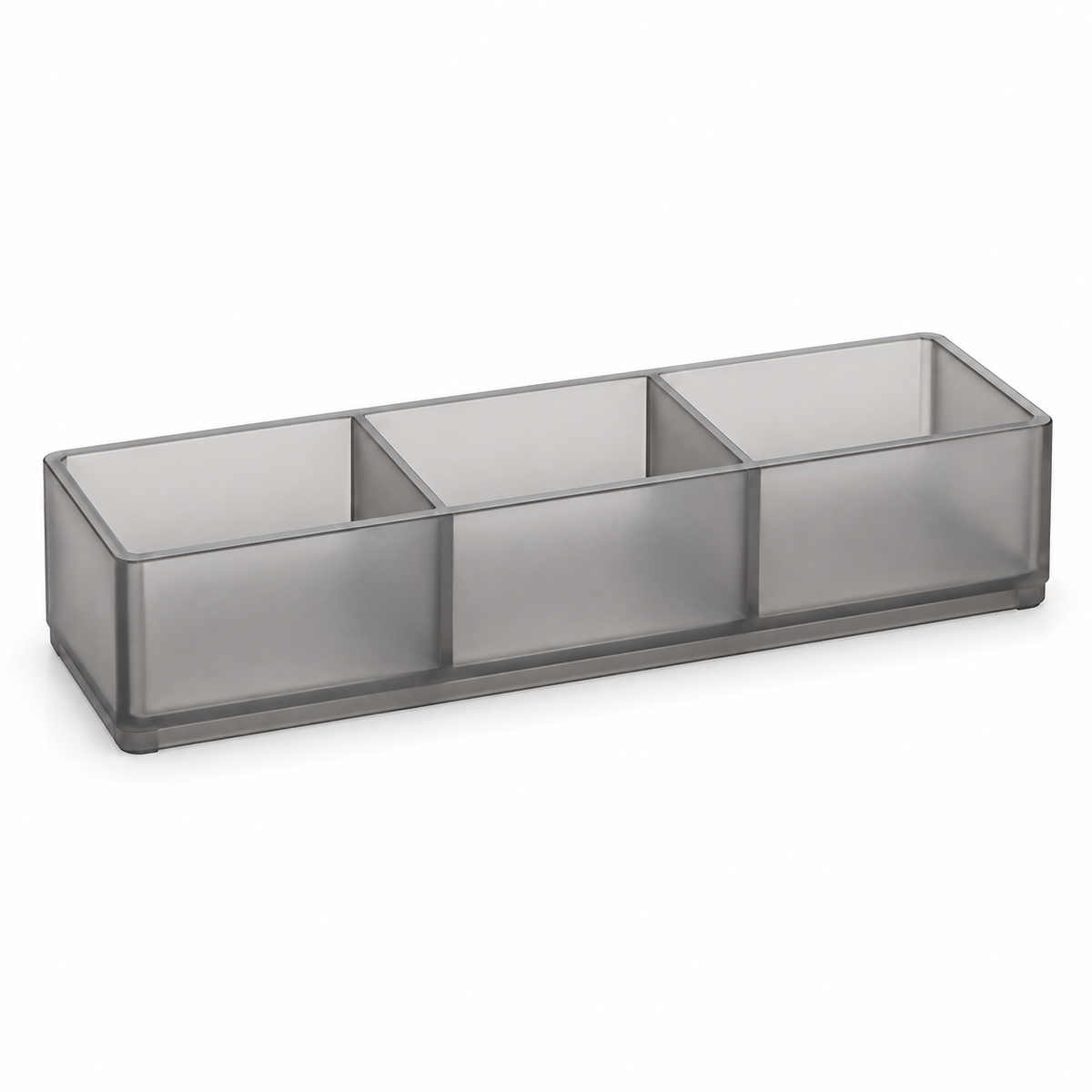 Healthyaus Smoke Gray Three-Compartment Bathroom Organizer Tray