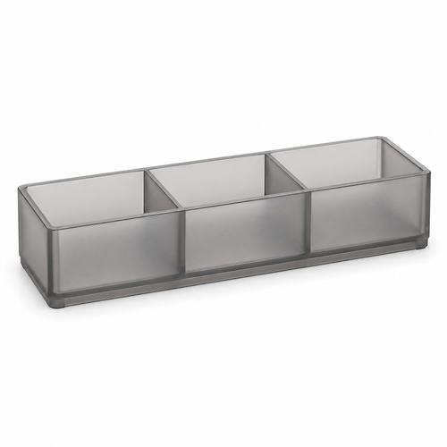 Healthyaus Smoke Gray Three-Compartment Bathroom Organizer Tray