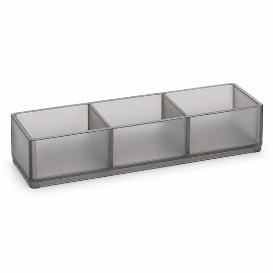 Healthyaus Smoke Gray Three-Compartment Bathroom Organizer Tray