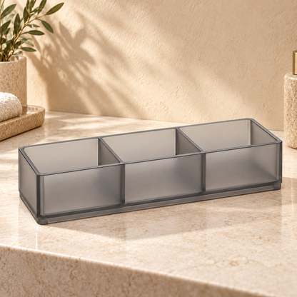 Healthyaus Smoke Gray Three-Compartment Bathroom Organizer Tray