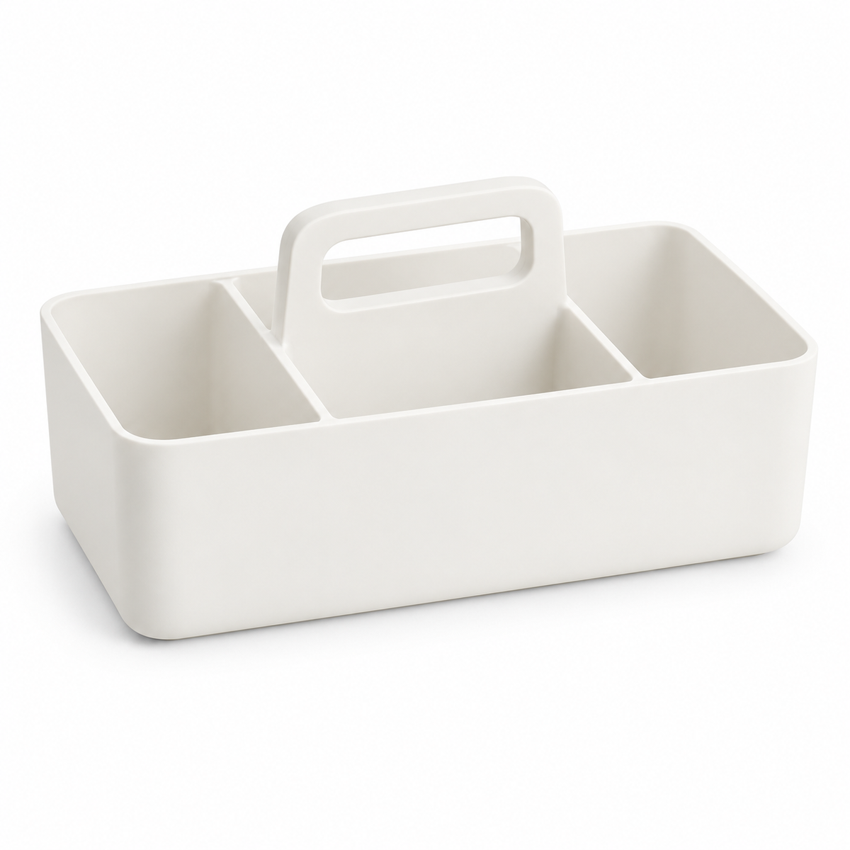Healthyaus White Three-Compartment Cleaning Caddy with Center Handle