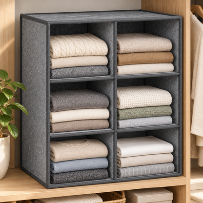 Healthyaus Gray Six-Cube Open Storage Organizer with Fabric-Look Finish