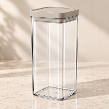 Healthyaus Clear Square Storage Canister with Taupe Lid