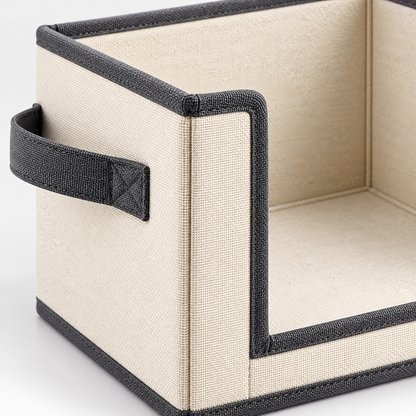 Healthyaus Ivory Open Fabric-Look Storage Bin with Gray Edge Detail