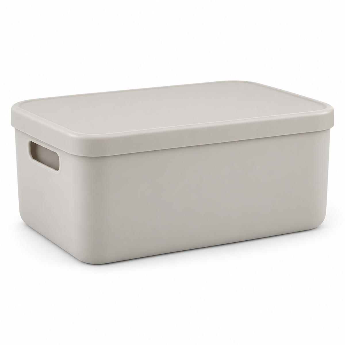 Healthyaus Light Gray Lidded Storage Box with Side Handle Cutout