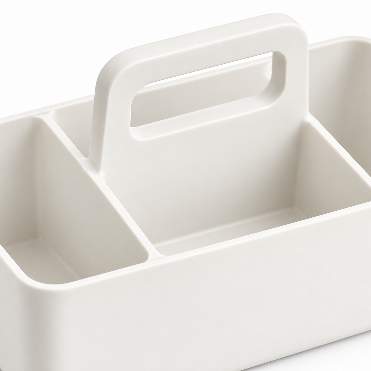Healthyaus White Three-Compartment Cleaning Caddy with Center Handle