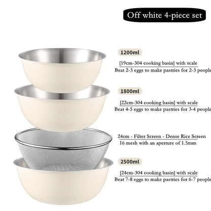 304 Stainless Steel Salad Mixing Bowl – Egg Beater, Dough and Food Prep Bowl for Kitchen Use