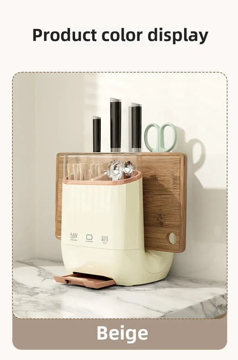 Kitchen Shelf with Cutting Board & Knife Holder – Countertop Drain Rack & Cutlery Organiser