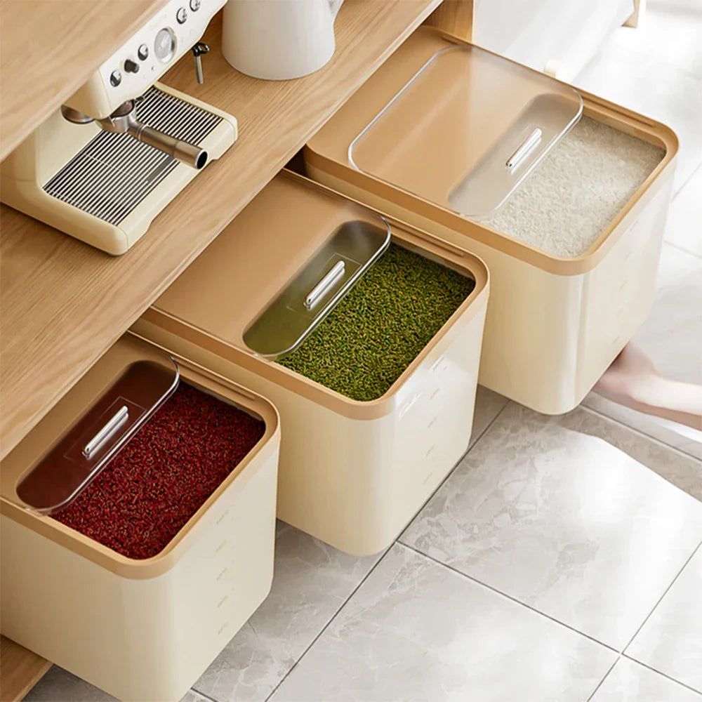 10KG Storage Container – Sealed Cereal, Pet Food, Rice, or Flour  Dispenser with Buckle