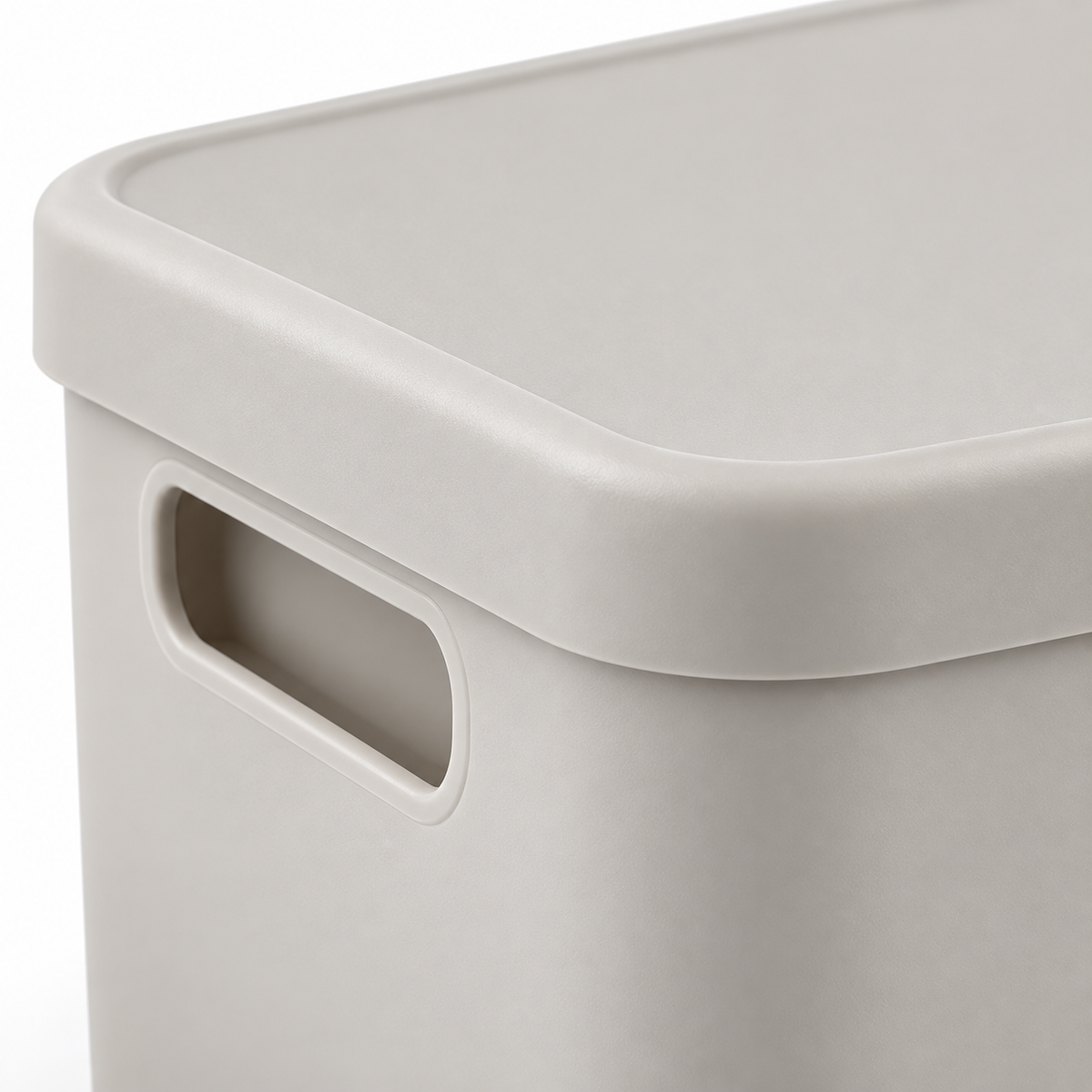 Healthyaus Light Gray Lidded Storage Box with Side Handle Cutout