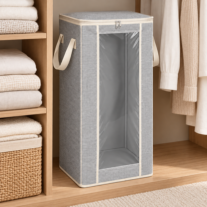 Healthyaus Gray Tall Storage Bag with Clear Front Window and Side Handles