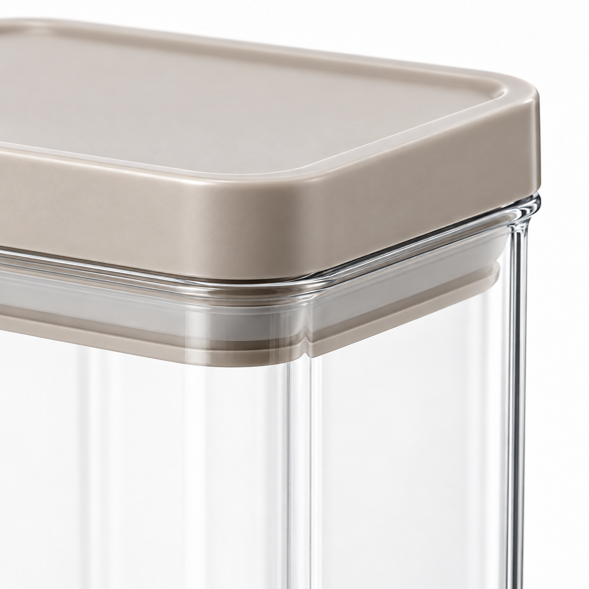 Healthyaus Clear Square Storage Canister with Taupe Lid