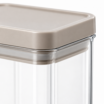Healthyaus Clear Square Storage Canister with Taupe Lid