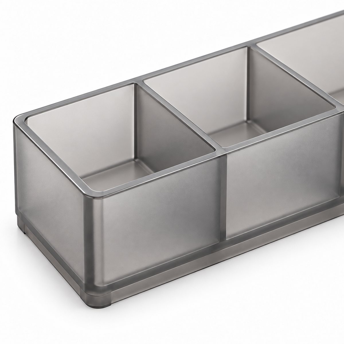 Healthyaus Smoke Gray Three-Compartment Bathroom Organizer Tray