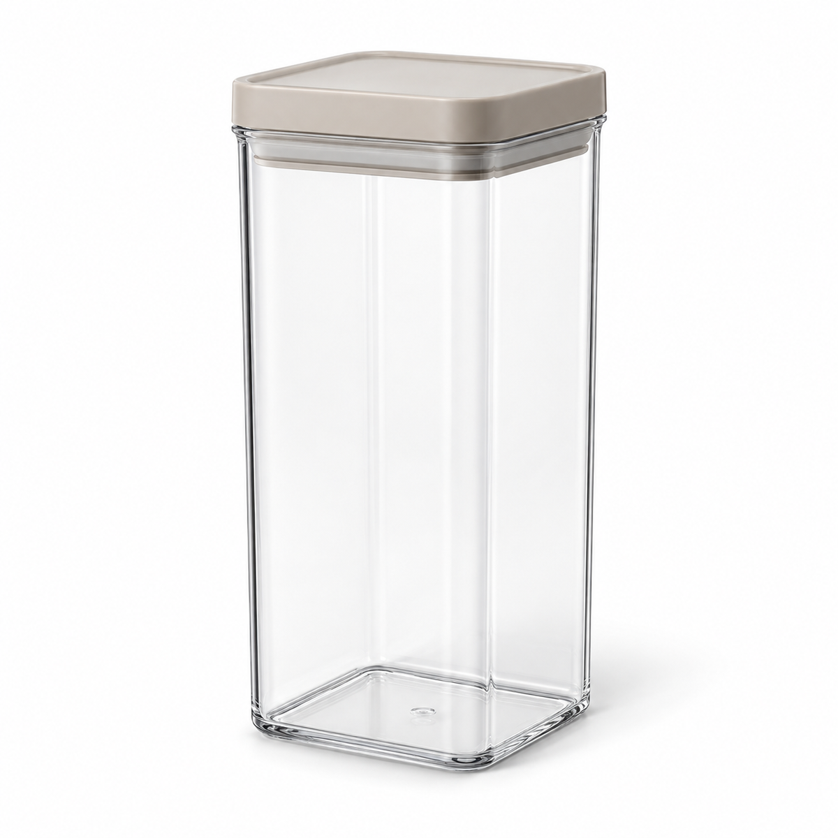 Healthyaus Clear Square Storage Canister with Taupe Lid