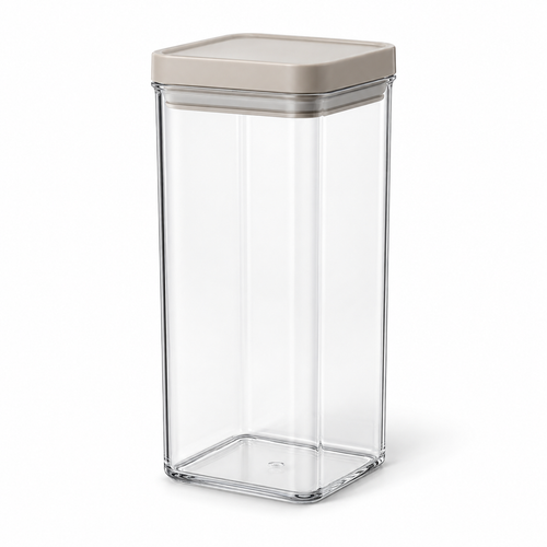 Healthyaus Clear Square Storage Canister with Taupe Lid
