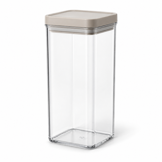 Healthyaus Clear Square Storage Canister with Taupe Lid