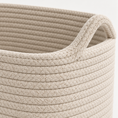 Healthyaus Large Beige Woven Storage Basket with Dual Handle Design