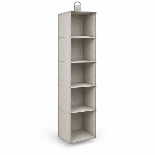 Healthyaus Beige Hanging Closet Organizer with Five Open Storage Compartments