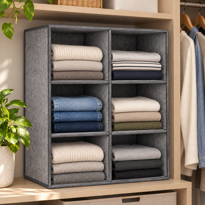Healthyaus Gray Six-Cube Open Storage Organizer with Fabric-Look Finish