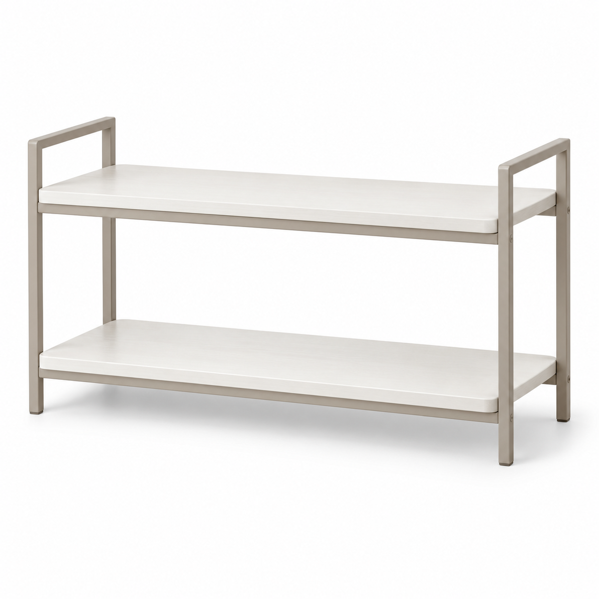 Healthyaus Two-Tier Closet Storage Shelf with Light Wood-Look Panels