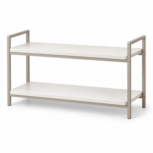 Healthyaus Two-Tier Closet Storage Shelf with Light Wood-Look Panels
