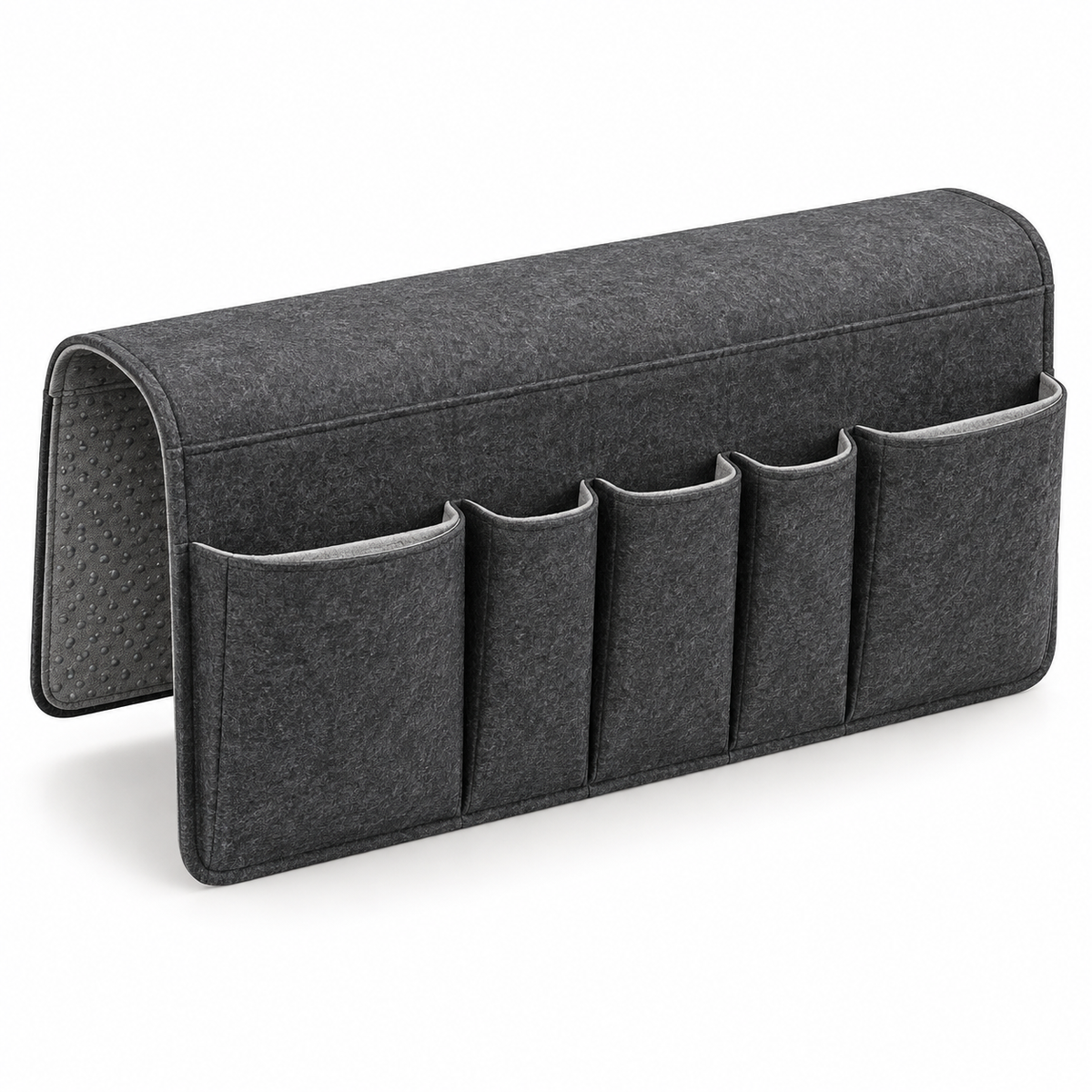 Healthyaus Dark Gray Sofa Arm Organizer with Five Front Storage Pockets