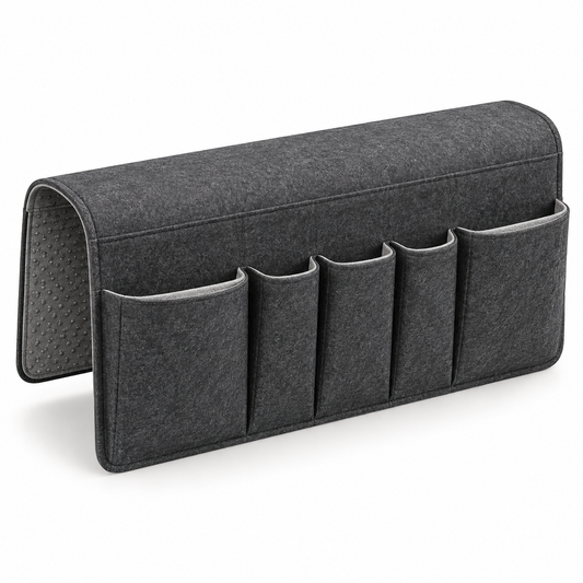 Healthyaus Dark Gray Sofa Arm Organizer with Five Front Storage Pockets