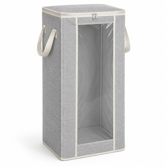 Healthyaus Gray Tall Storage Bag with Clear Front Window and Side Handles